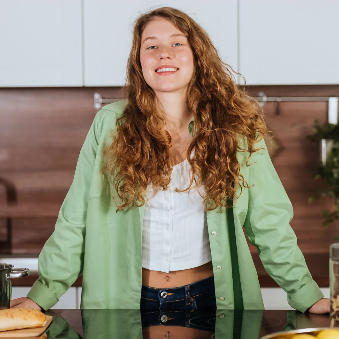 Sarah in her kitchen
