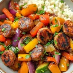 10 Minute Air Fryer Chicken Sausage and Veggies