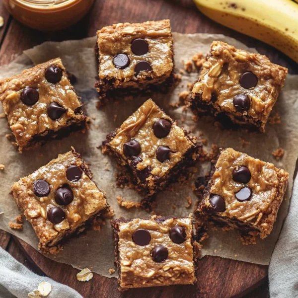 4 Ingredient Peanut Butter Banana Bars Recipe