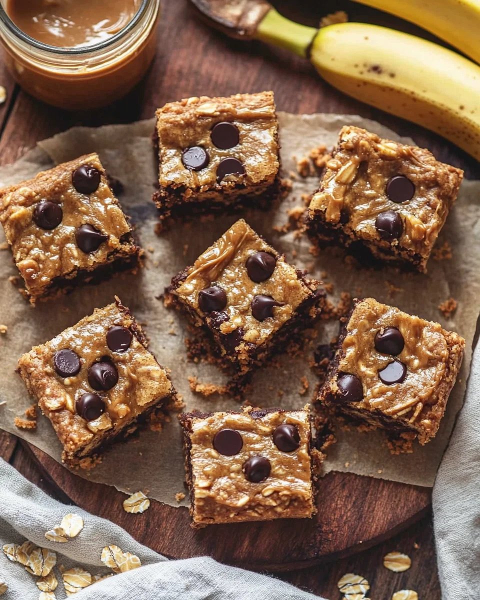 4 Ingredient Peanut Butter Banana Bars Recipe