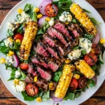 Balsamic Steak Gorgonzola Salad with Grilled Corn