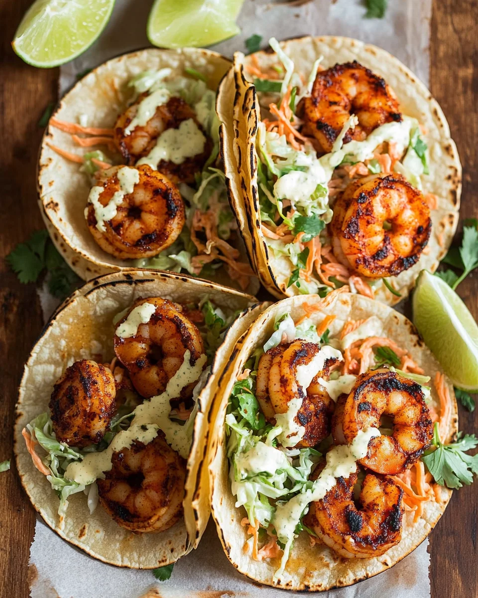 Blackened Shrimp Tacos with Slaw