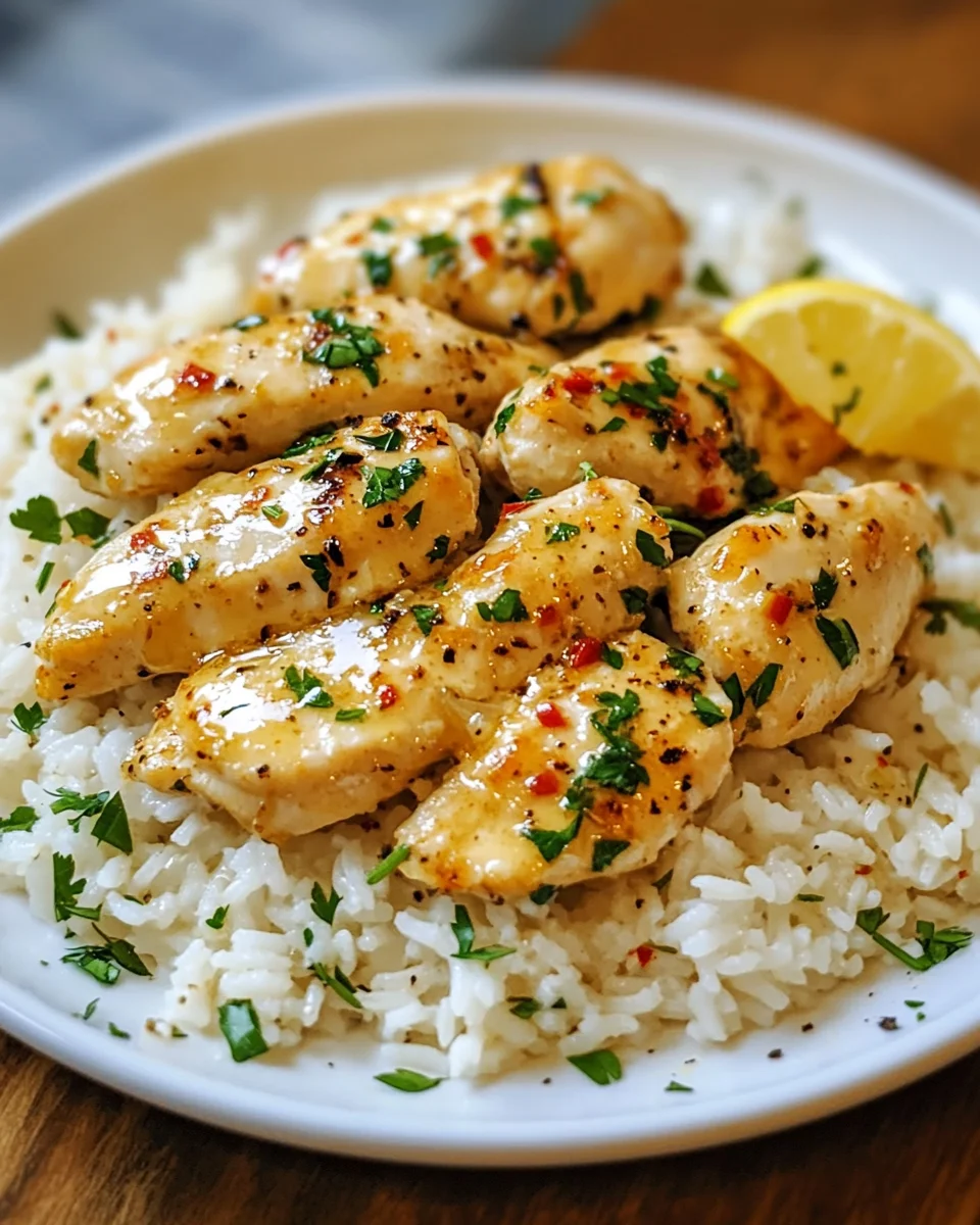 Chicken Scampi with Garlic Parmesan Rice