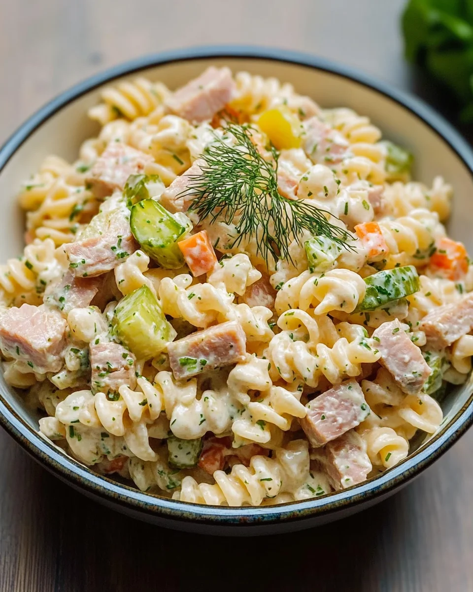 Dill Pickle Tuna Pasta Salad
