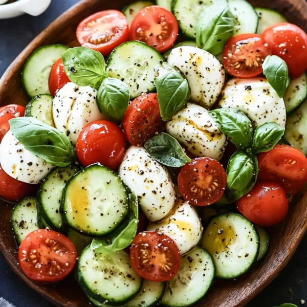 Fresh Cucumber Caprese Salad