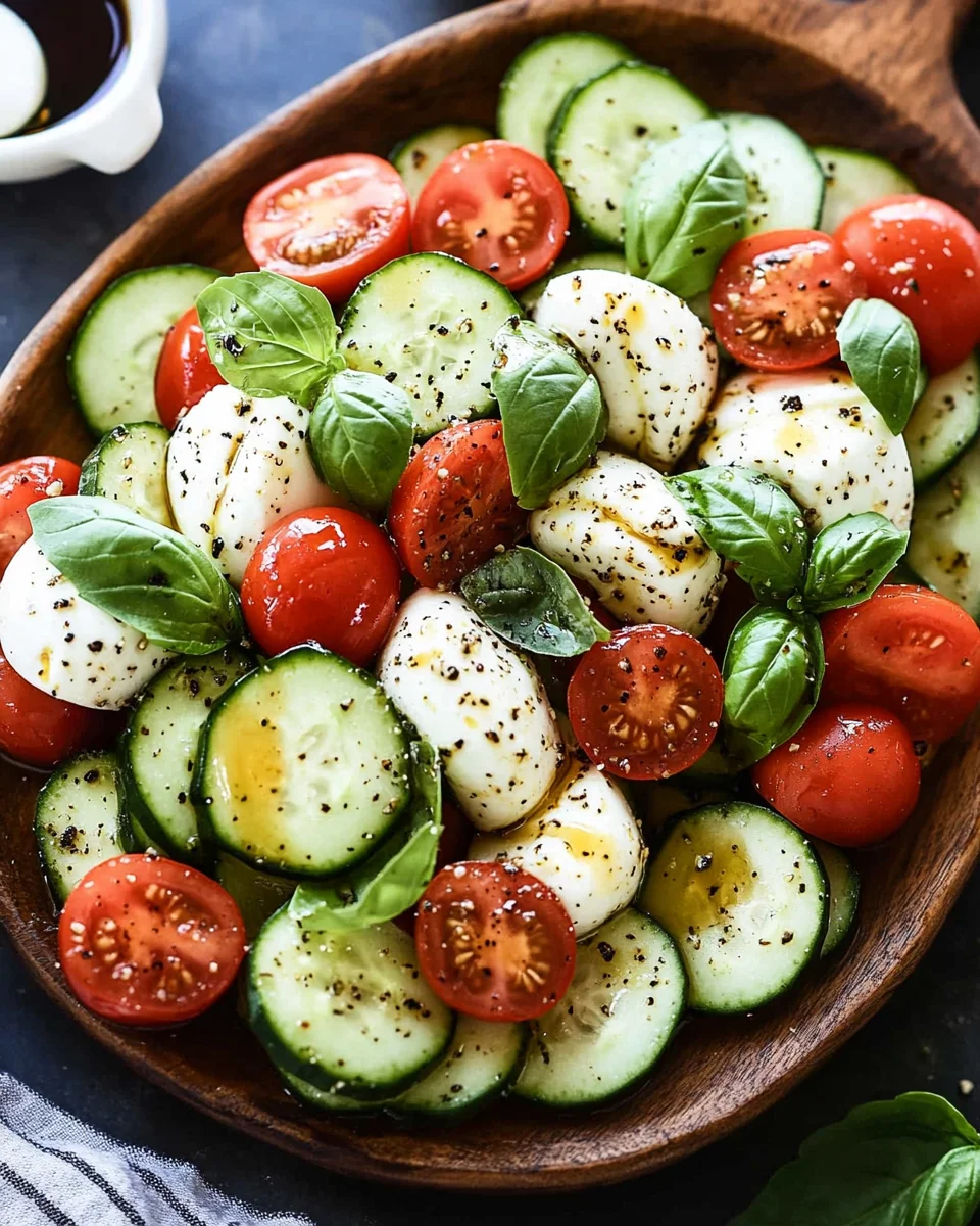 Fresh Cucumber Caprese Salad