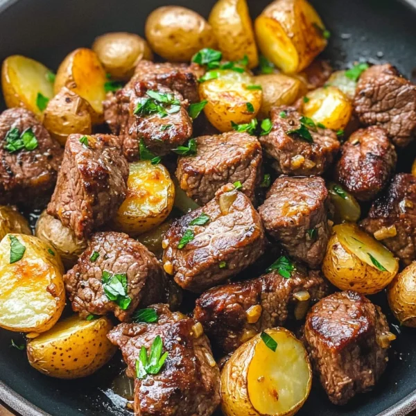 Garlic Butter Beef Bites with Potatoes