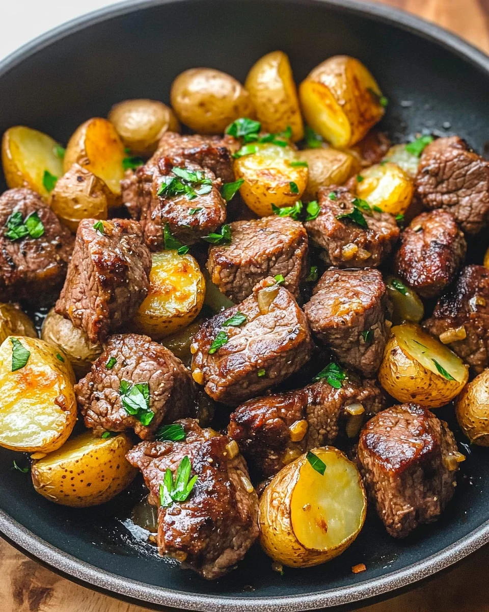 Garlic Butter Beef Bites with Potatoes