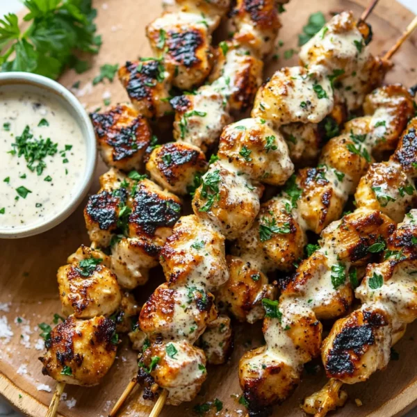 Ranch Garlic Parmesan Chicken Skewers