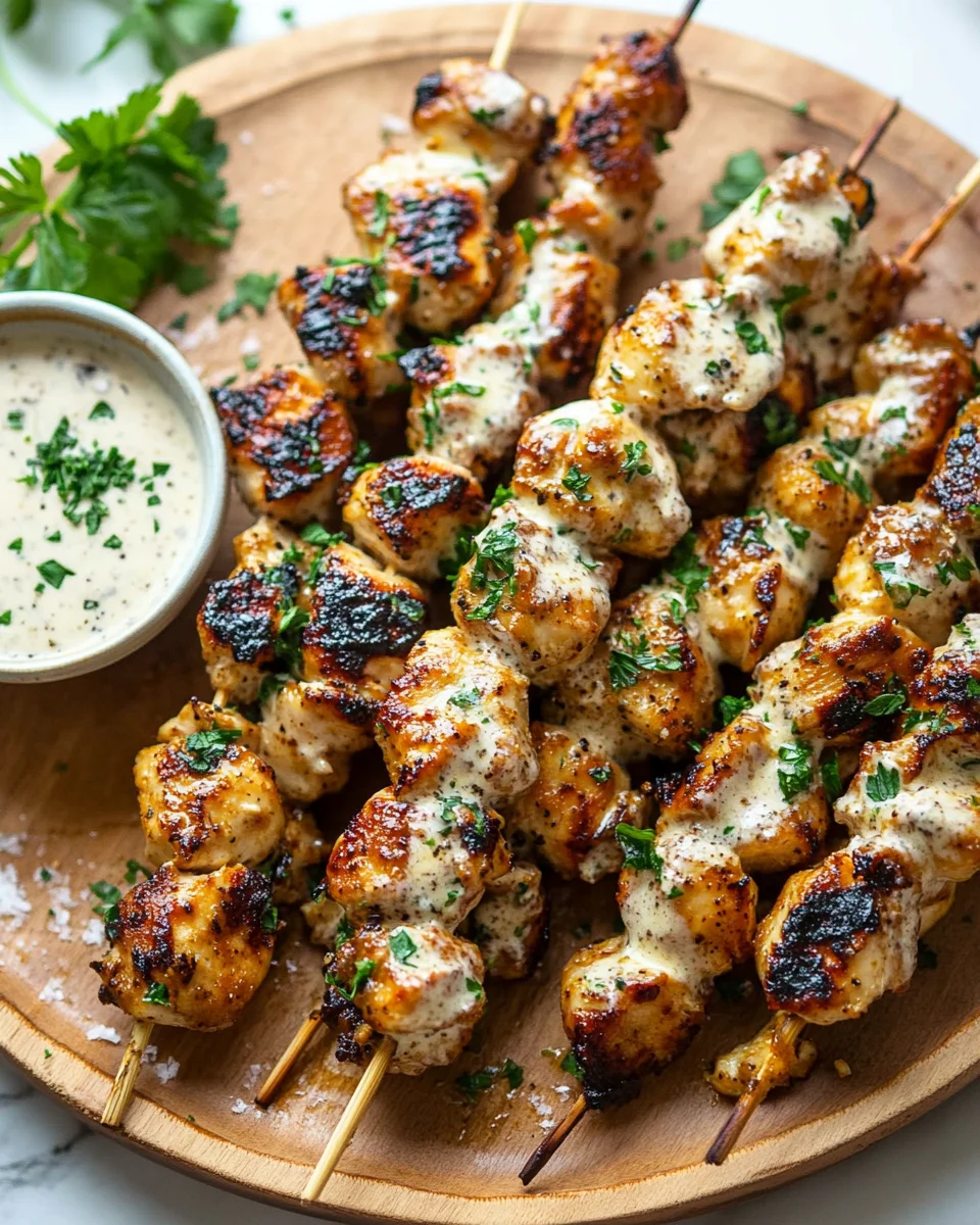 Ranch Garlic Parmesan Chicken Skewers