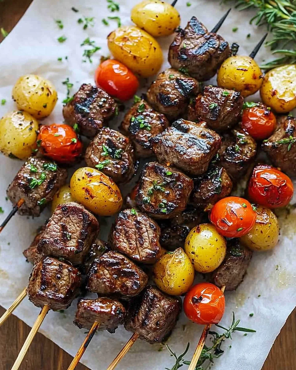Rosemary Garlic Steak Kebabs