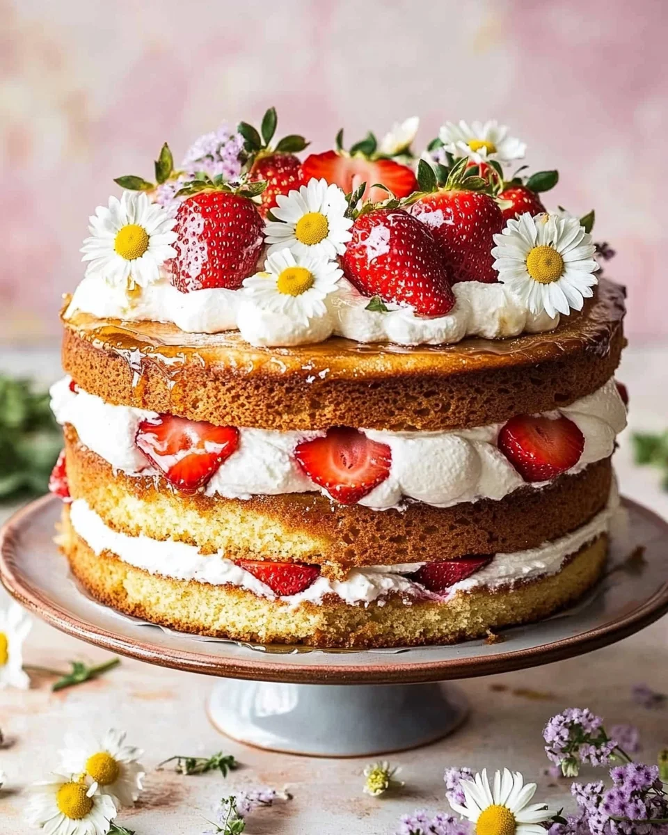 Strawberry Chamomile Naked Cake