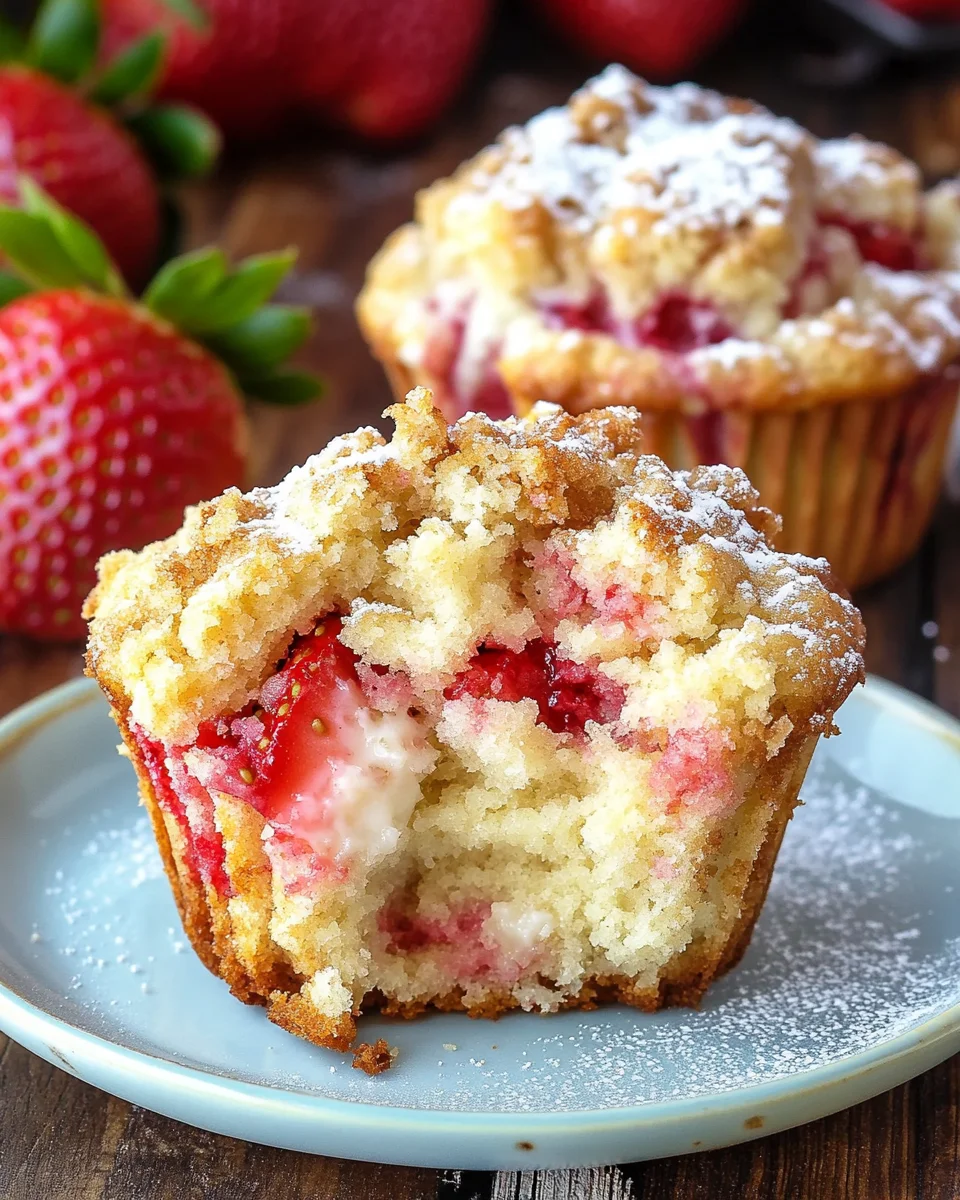 Strawberry Cream Cheese Muffins with Streusel Crumb Topping
