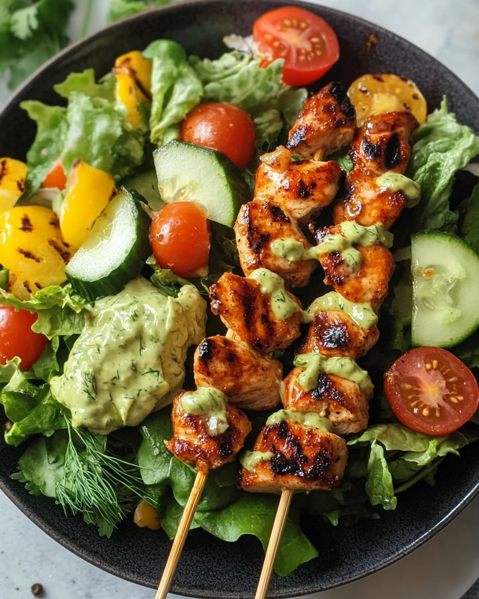 BBQ Chicken Skewer Salad