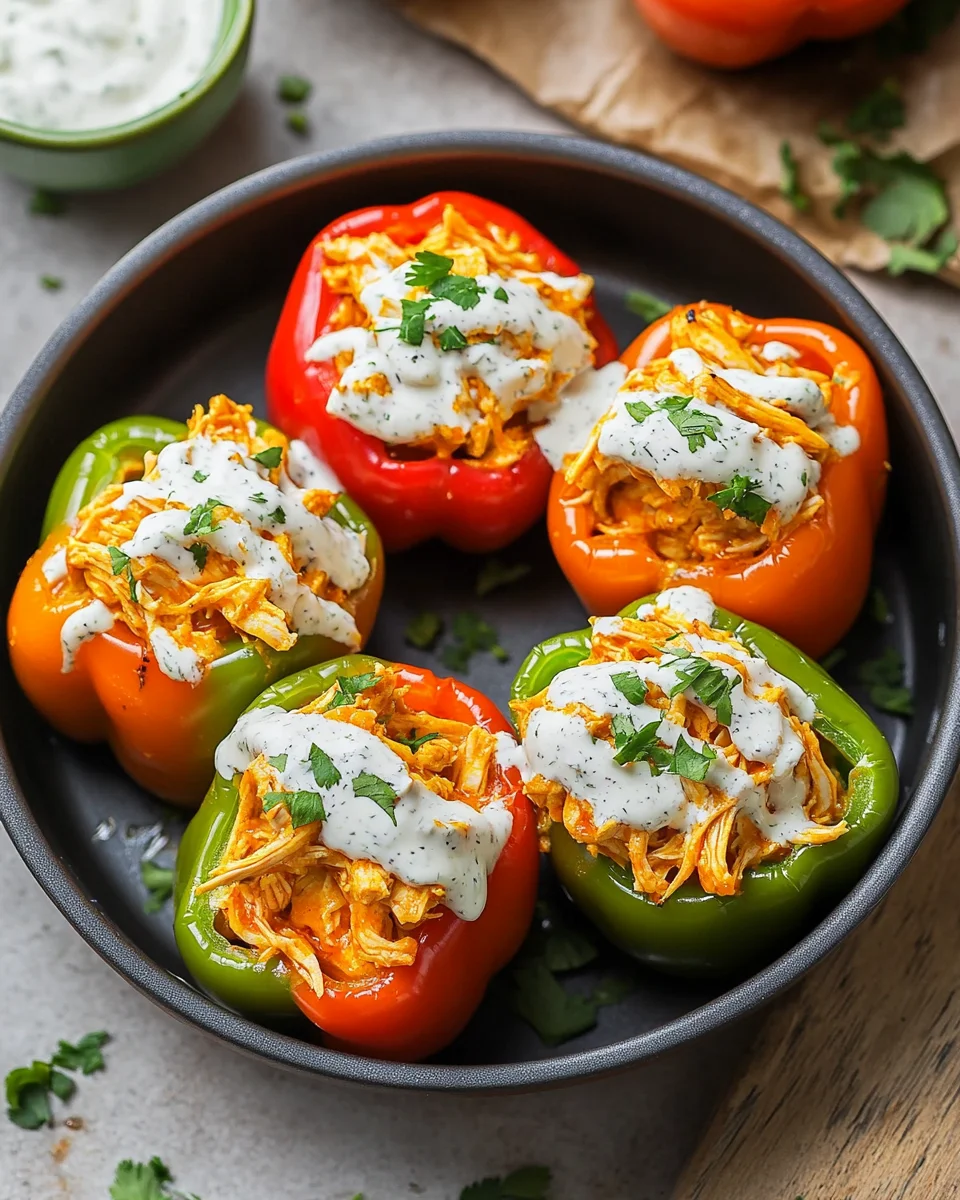 Buffalo Chicken Stuffed Peppers (Dairy-Free & Low Carb)