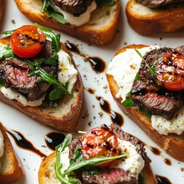Burrata and Steak Crostini