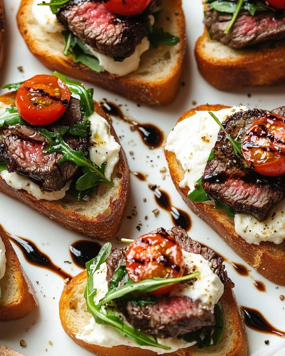 Burrata and Steak Crostini