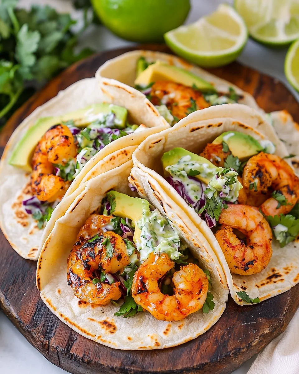 Cilantro Lime Shrimp Tacos with Creamy Slaw