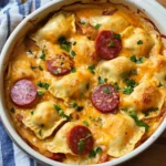 Crockpot Pierogi Casserole with Kielbasa