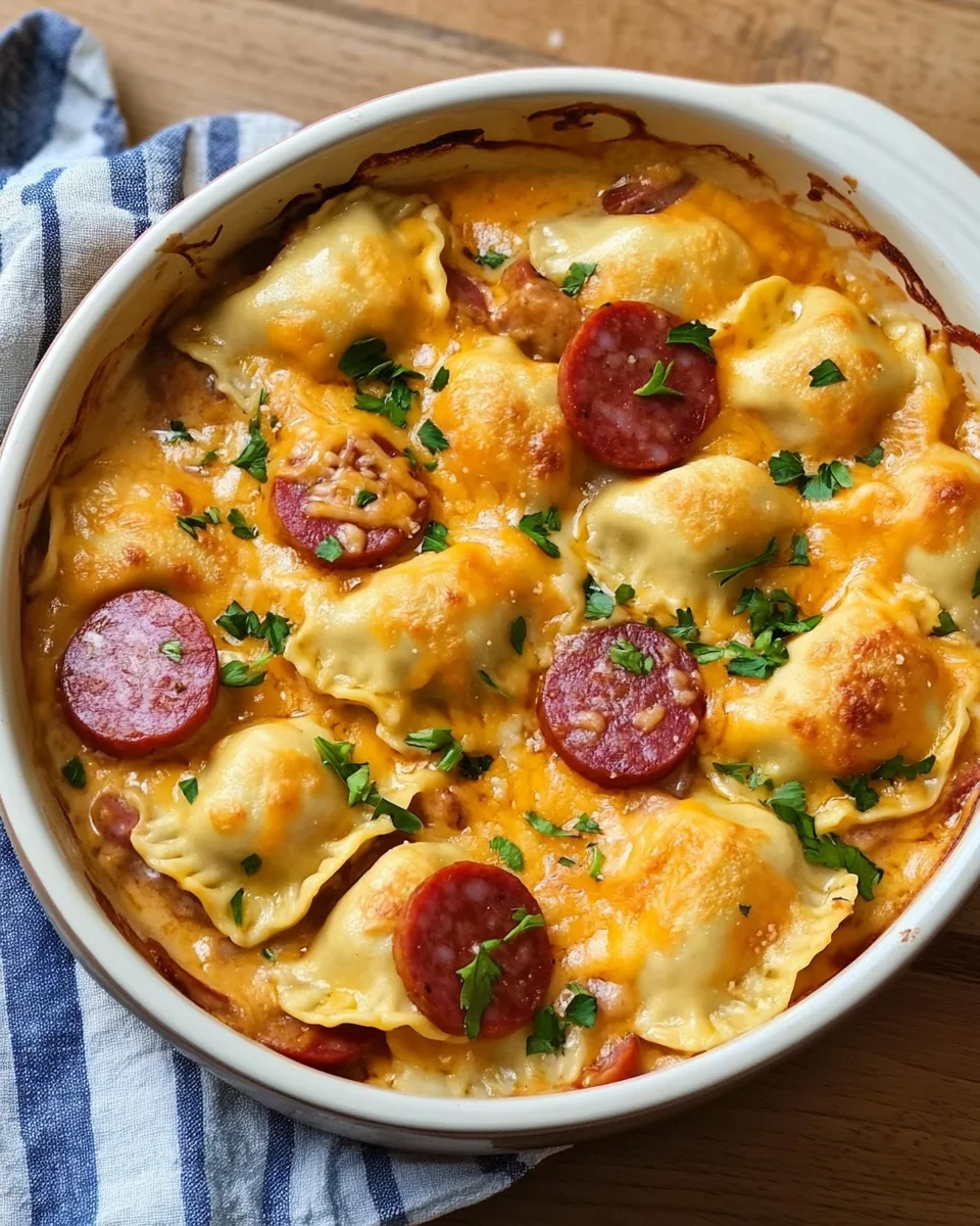 Crockpot Pierogi Casserole with Kielbasa