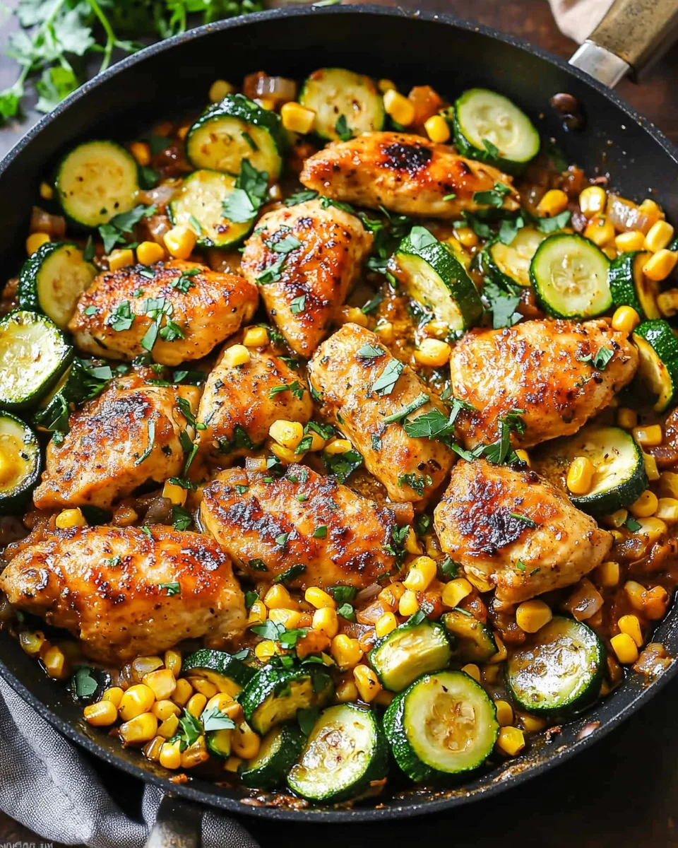 Garlic Butter Chicken with Zucchini and Corn - One-Pan, 30-Minute Meal