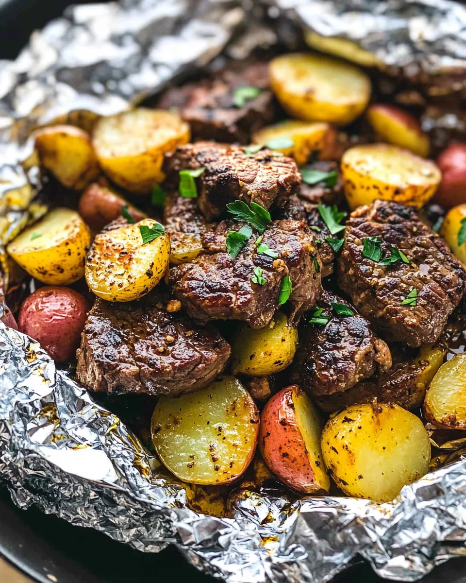 Garlic Butter Steak and Potato Foil Packets