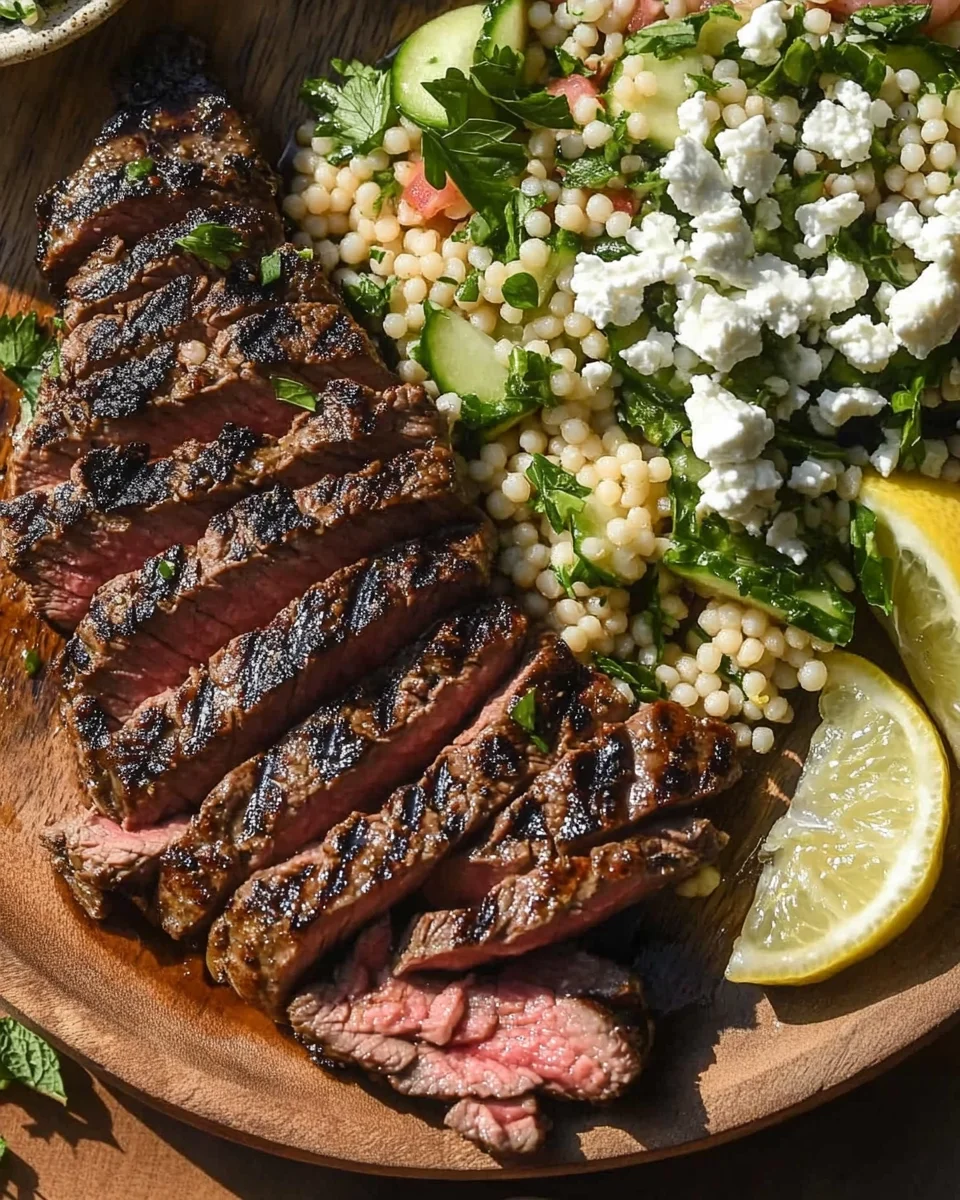 Grilled Skirt Steak with Lemon Herb Couscous Salad