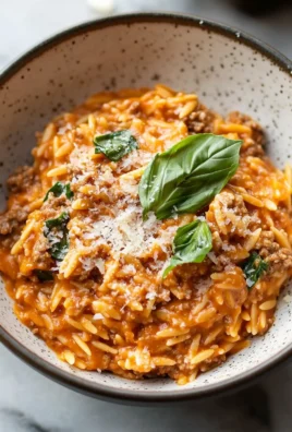 Ground Beef Orzo with Tomato Cream Sauce