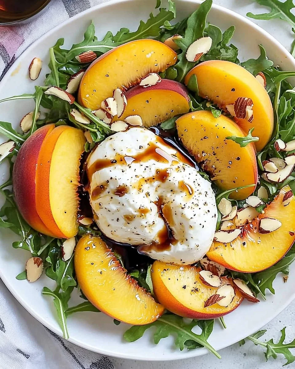 Peach Burrata Salad with Balsamic Drizzle