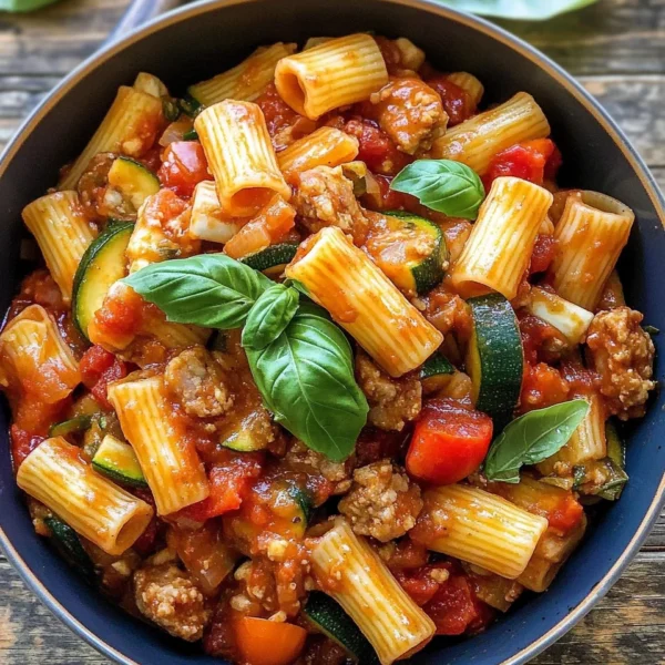 Rigatoni with Sausage, Tomatoes, and Zucchini