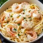 Shrimp Scampi Garlic Cream Pasta