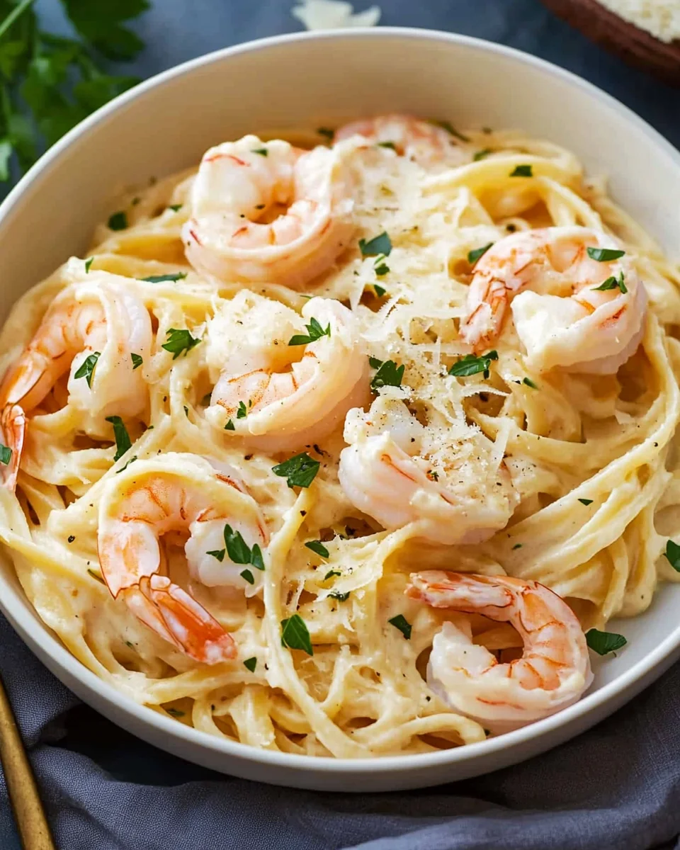 Shrimp Scampi Garlic Cream Pasta