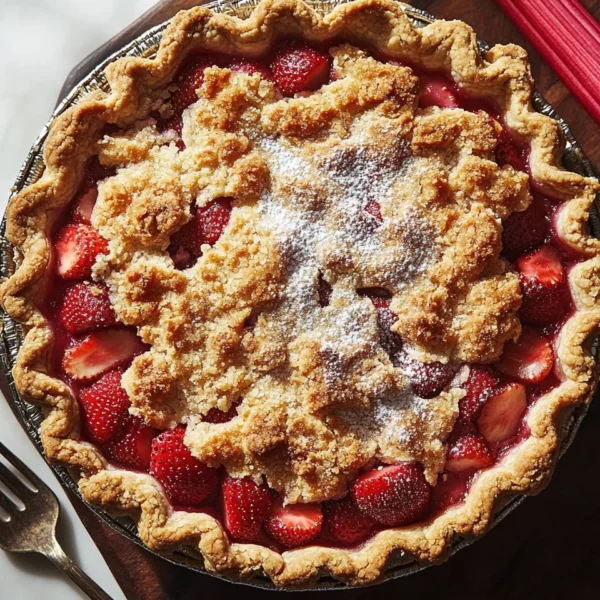 Strawberry Rhubarb Pie with Crumb Topping