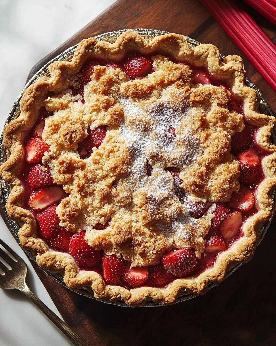 Strawberry Rhubarb Pie with Crumb Topping