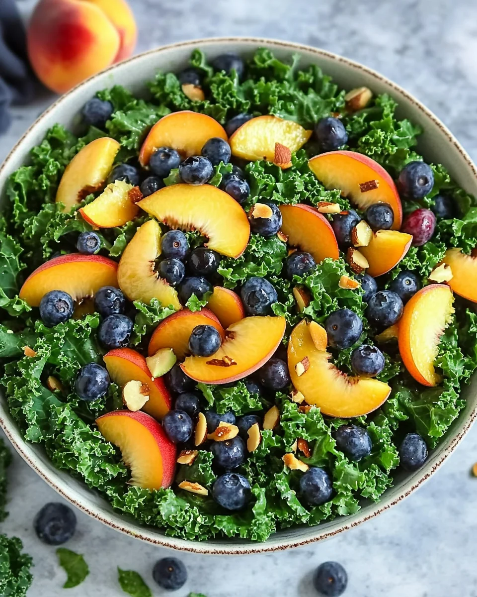 Summer Peach Blueberry Kale Salad