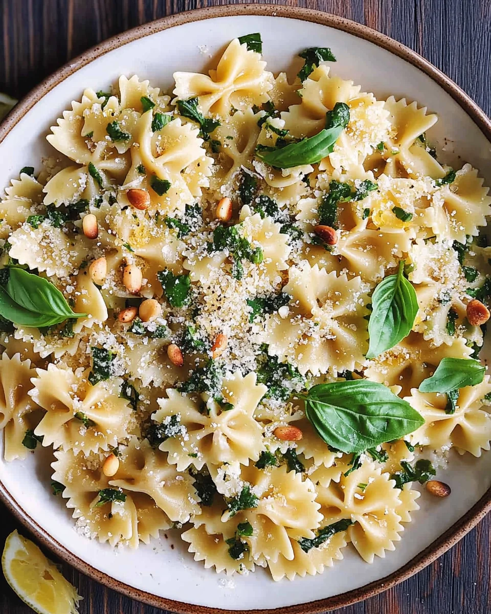 Basil Pasta with Lemon Garlic Butter Sauce