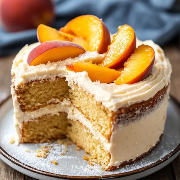 Best Peach Cake with Brown Sugar Frosting