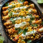 Mexican Street Corn Chicken Enchiladas