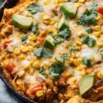 One Skillet Street Corn Chicken Enchilada Bake