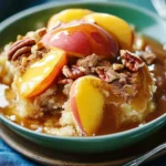 Peach Dump Cake with Pecan Topping