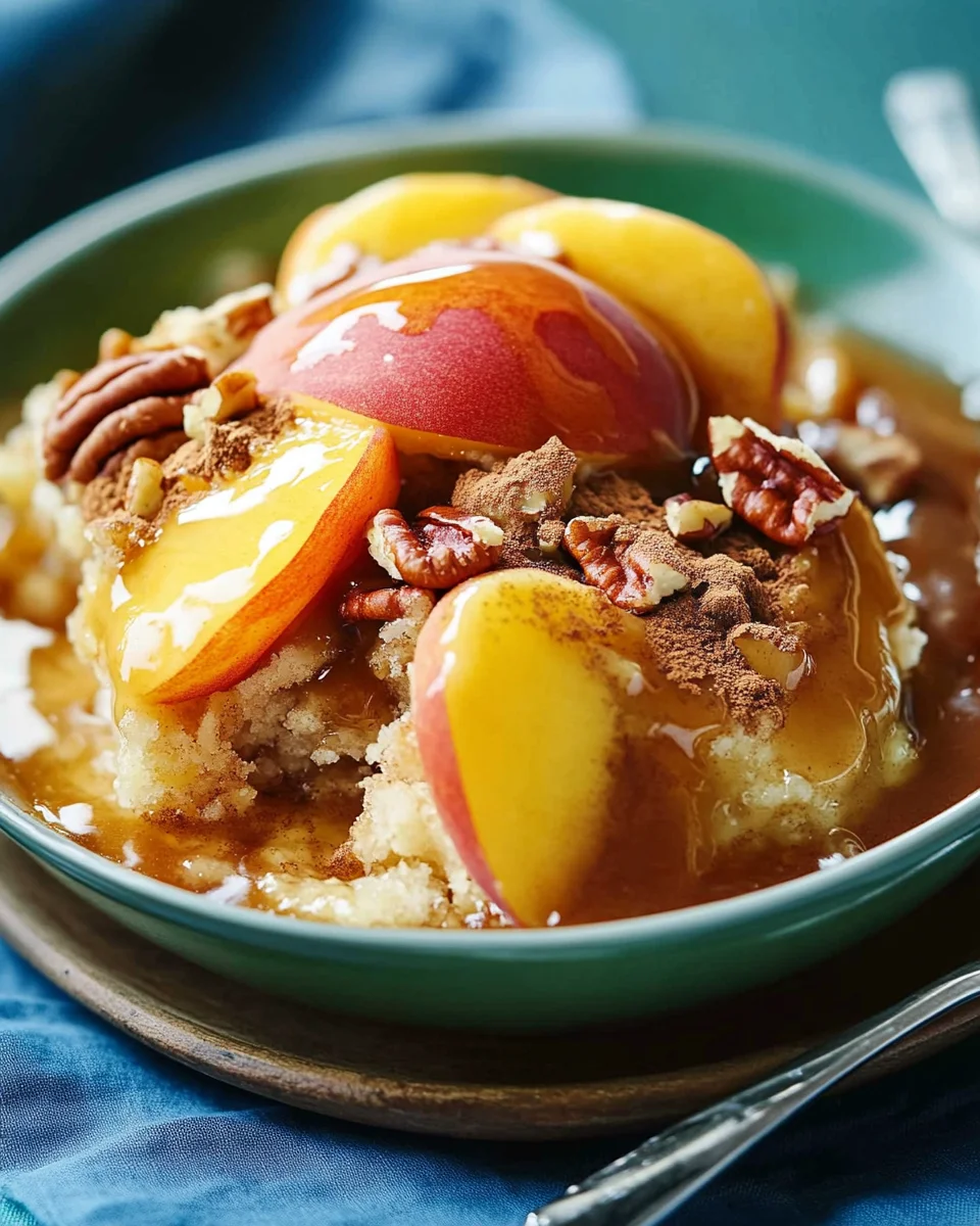 Peach Dump Cake with Pecan Topping