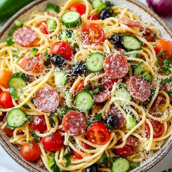 Spaghetti Pasta Salad with Italian Dressing
