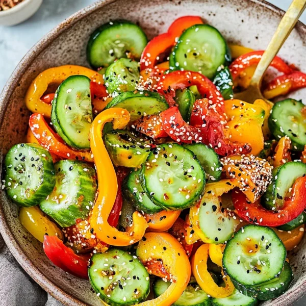Viral TikTok Cucumber & Bell Pepper Salad