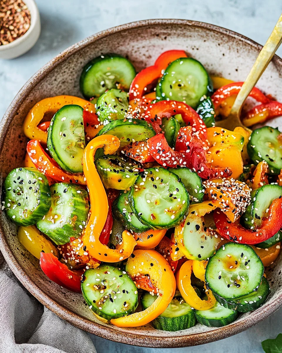 Viral TikTok Cucumber & Bell Pepper Salad